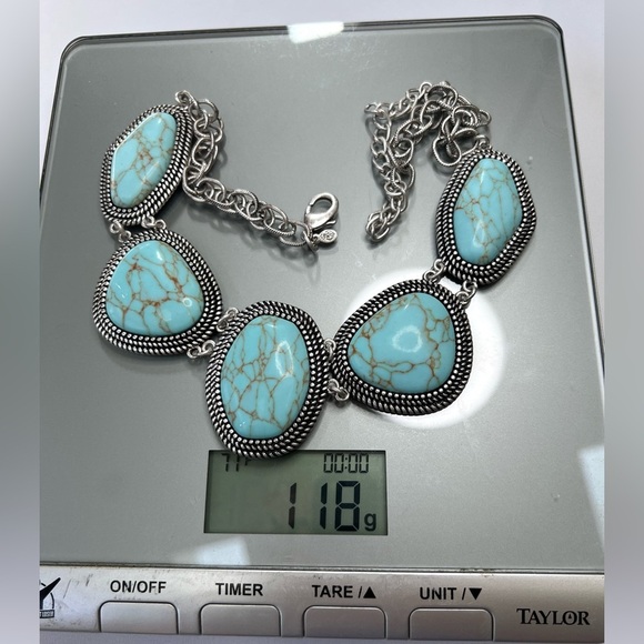Premier Designs Sterling Silver reversible Turquoise silver Necklace - Picture 3 of 14